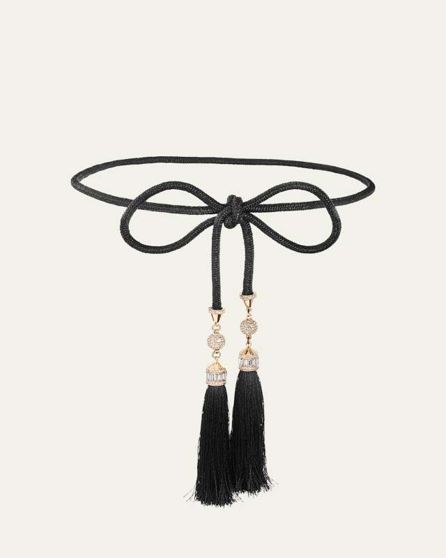 Tassel Crystal Skinny Belt